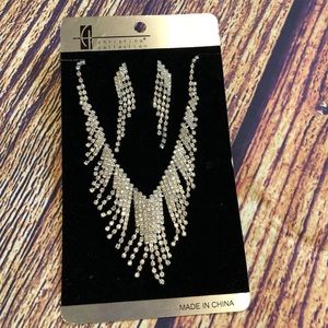 Sparkling bib necklace and earrings